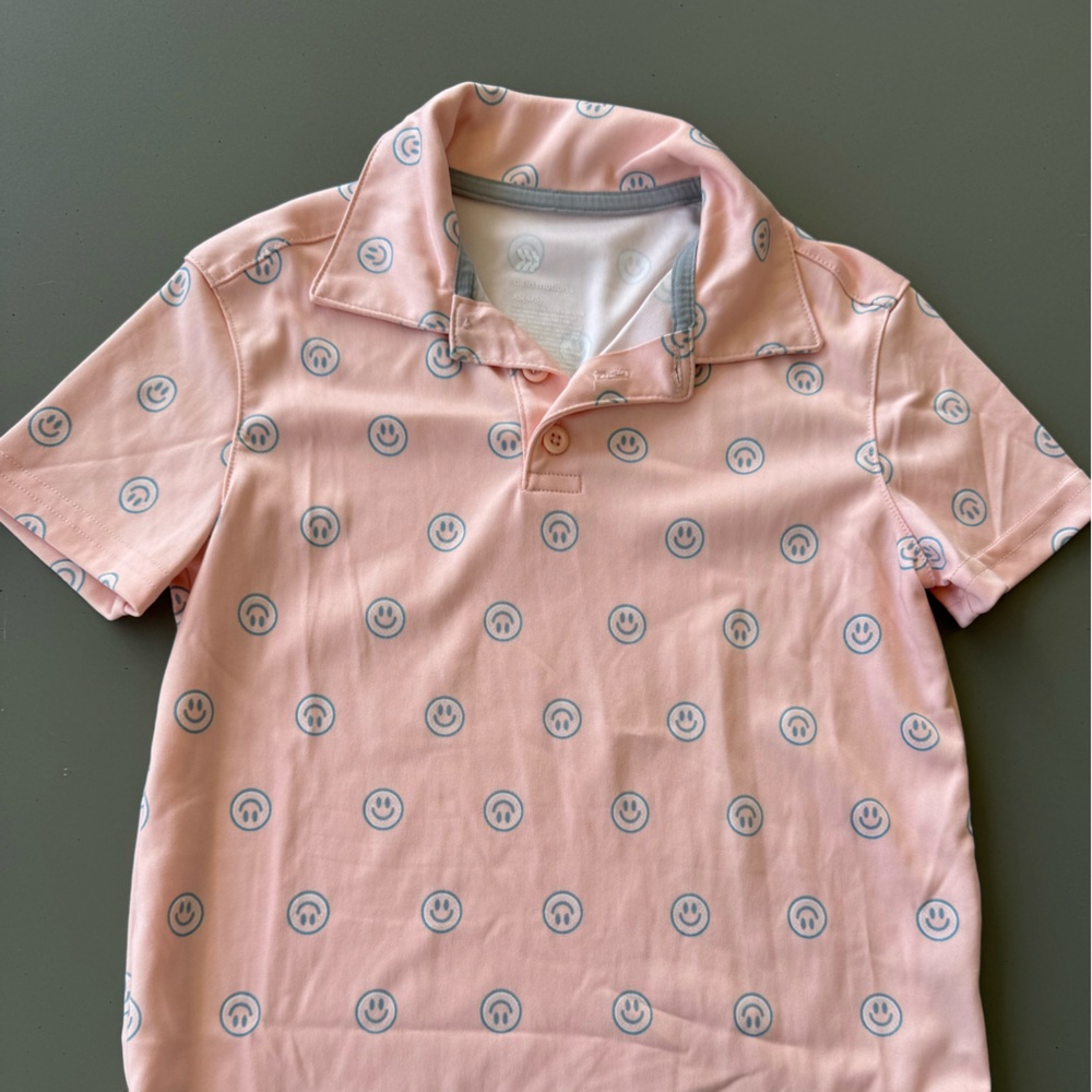 All in Motion Pink Kids Polo Shirt with Smiley Print